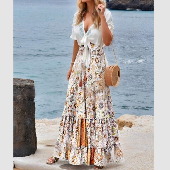 【Loulouseoul】24fw Vintage Floral Layered Skirt Vintage Floral Ruffle Mini Skirt, Tiered Mini Skirt With